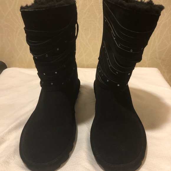 BearPaw Black Suede Winter Boots - Picture 2 of 11